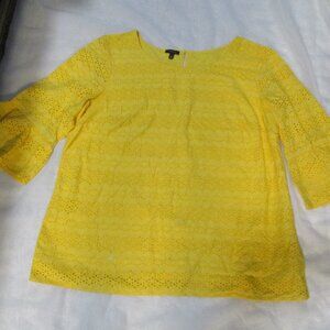 TALBOTS BOHO EYELET GYPSY YELLOW TOP TUNIC  XL